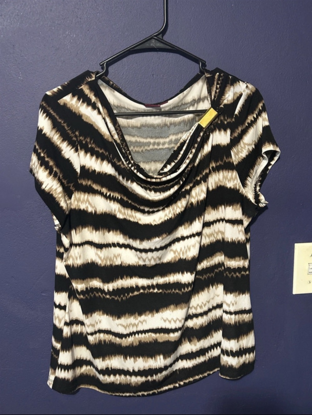 Metal Accent Cowl Neck Top